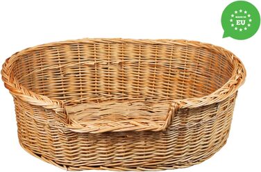 Плетене ліжко для собак та котів з ротангу, 43x28x10/14 см, розмір 75x54x21 см (без подушки)