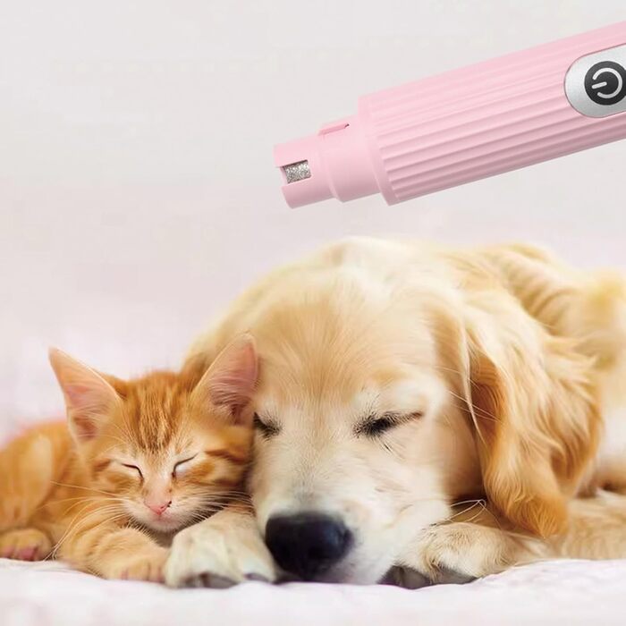 Шліфувальник для собачих кігтів | 3-ступеневий акумуляторний портативний LED | Шліфувальник кігтів для собак - для дорослих, сім'ї, друзів (рожевий)