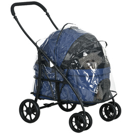 PawHut Dog Buggy 2 в 1 з чохлом від дощу Складаний візок для собак для маленьких собак і кішок 81x68x98.5 см Темно-Синій