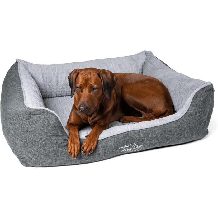 TrendPet VitaBed сірий - ортопедичне преміум собаче ліжко з матрацом з Memory Foam 5 см (120x100 см)