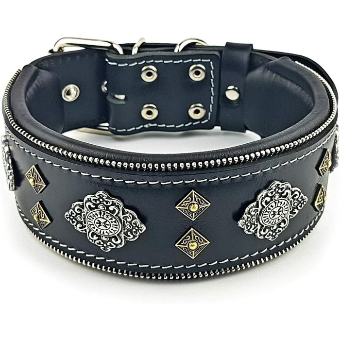 Bestia™ Aztec шкіряний нашийник для великих собак, 100% натуральна шкіра, м’яка підкладка, ширина 6,3 см, унікальний дизайн