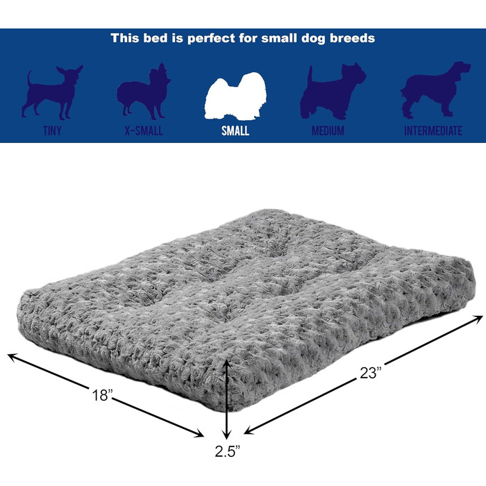 М'яке ліжко для домашніх тварин Midwest Homes for Pets QuietTime Deluxe Gray Ombre Swirl, розмір S, машинне прання, неслизьке дно, м'яка підстилка для кліток 61 см. Розміри: 59 x 45 x 7 см