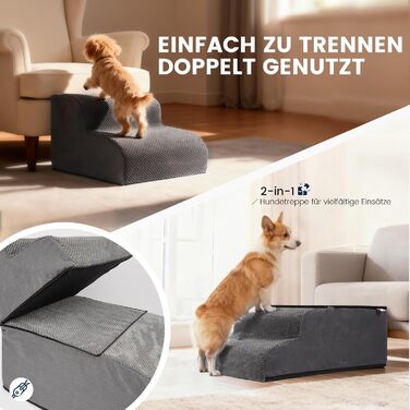 Сходинки для собак Mora Pets: зручні та безпечні сходи для ліжка та дивану, 4 сходинки, антиковзаюча поверхня, знімний чохол, 50 см висота