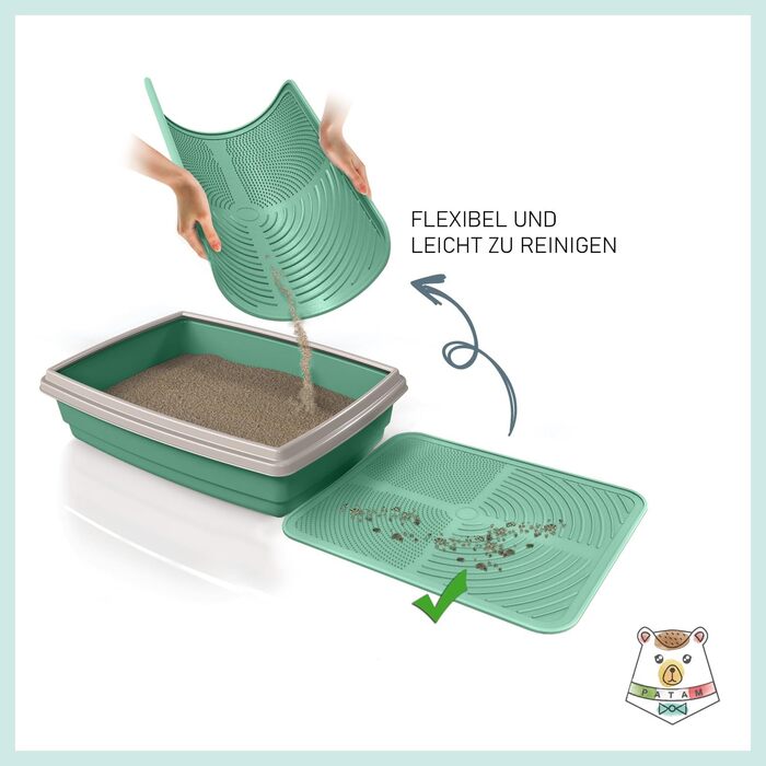 Килимок для котячого туалету з антиковзаючою поверхнею, свиняча сітка, 46x36x3 см, Made in Italy (Jolly Grün)