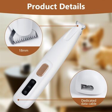 Триммер для собак VSSHE: професійний, безшумний, вологостійкий, з LED-підсвічуванням, акумуляторний, для догляду за лапами, очима, вухами, обличчям та тілом собак та котів