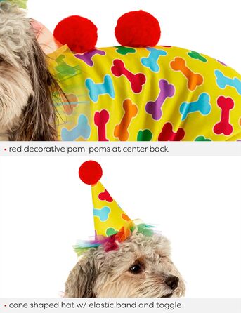 Костюм клоуна для домашніх тварин Rubies, XL: комбінезон, капелюх, рюкзак для свят та Хелловіну