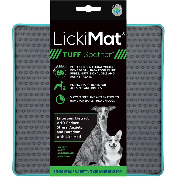 LickiMat Deluxe: килимок для ласощів для собак та котів, 20x20 см, блакитний (1 шт.)