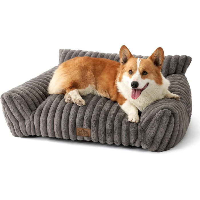 М'яке ліжко для котів та собак, ліжко-софа для домашніх тварин, 80x60x33 см, сірого кольору