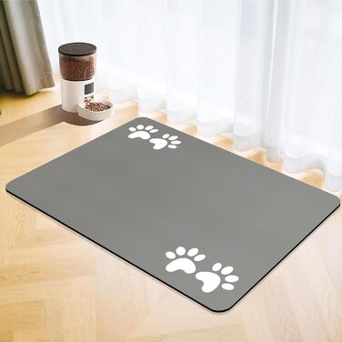 Килимок під миску для собак та котів, швидковисихаючий, абсорбуючий, водонепроникний, протиковзкий (сірий, 43x80 см)