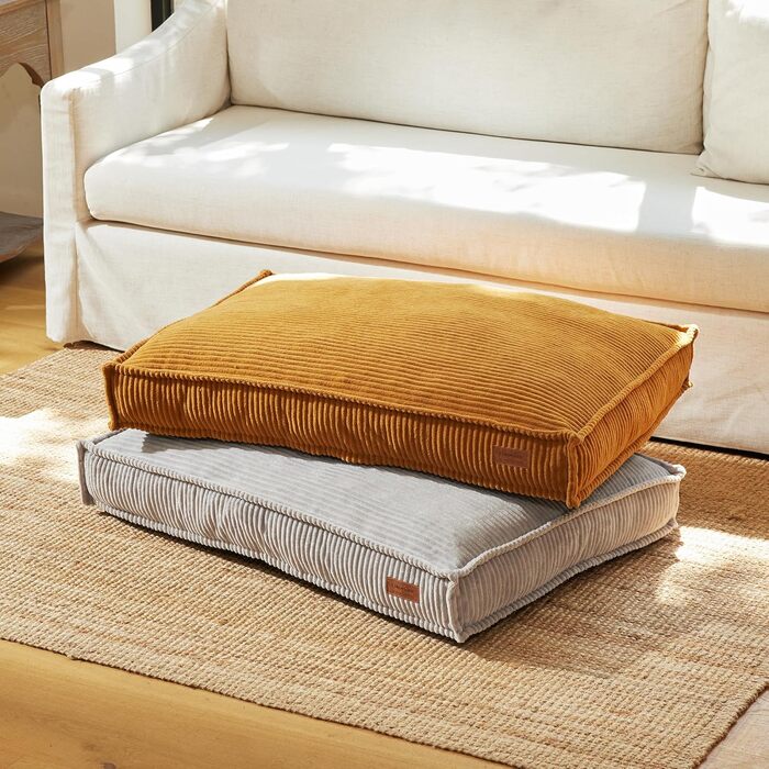 Ортопедичне ліжко для собак FUKUMARU - 91x64x14 см, знімний вологостійкий чохол, м'який килимок для собак, матрац для собак, ковзаюча поверхня, сірий колір.