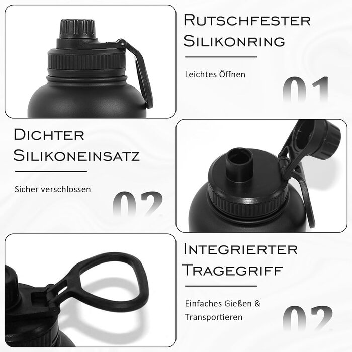 32oz (950 мл) Багатофункціональна пляшка для собак: поїльник, миска для їжі та води, з нержавіючої сталі 304, ізольована, для подорожей, активного відпочинку та прогулянок