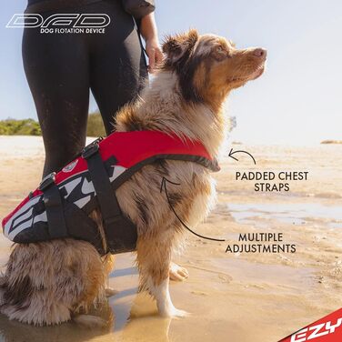 Рятувальний жилет для собак EzyDog DFD XL, регульований, з ручкою та світловідбивачами, червоний