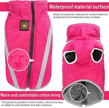 Водонепроникний зимовий дощовик для собак Dolahovy: тепла куртка, флісова жилетка для малих, середніх та великих собак (XL-6XL, Рожевий)