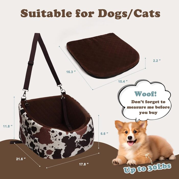 Автокрісло для собак - захист від зіткнень, антиковзаюче, захищає салон авто, знімне та пральне, коричневе