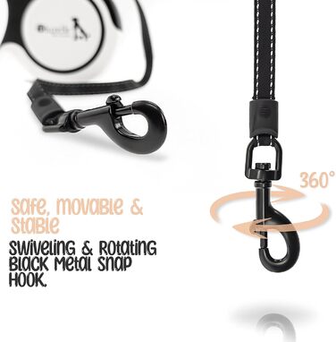 Рулетка для собак до 20 кг Bluzelle з відбиваючими смугами, 5 м, міцний карабін, найнадійніша гальма, нейлоновий ремінь, ергономічна ручка