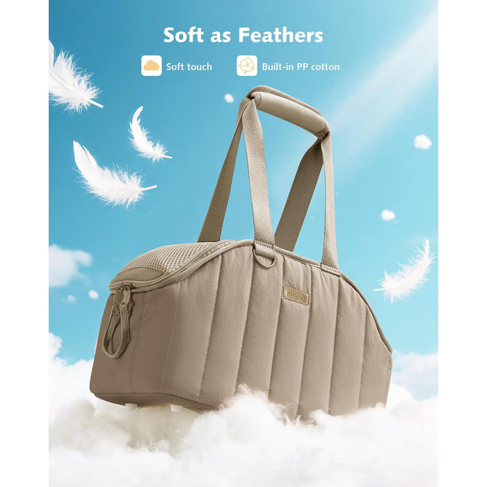 Pecute Сумка-переноска для собак та котів до 4 кг, легка складана переноска для тварин (Хакі)