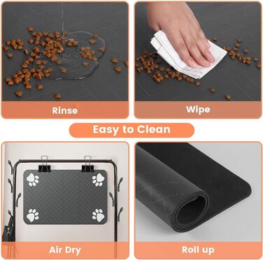 Килимок для годівлі котів та собак, супер вбираючий, неслизький, 40 x 60 см (темно-сірий)