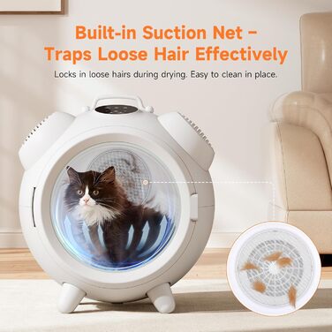 Сушарка для тварин 62L з УФ стерилізацією, автоматична бокс-сушарка для собак та котів, низький шум, таймер та контроль температури