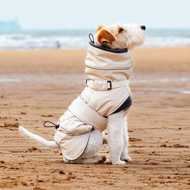 Тепла зимова жилетка для собак Wintermante, флісова комірця, для активного відпочинку, з кріпленням для шлейки, пуховик (Бежевий, 2XL)