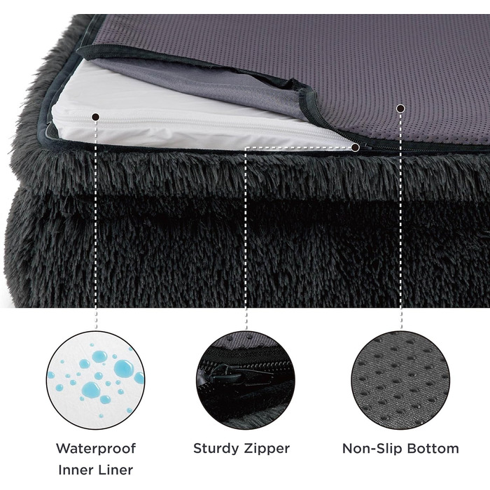 Ортопедичне ліжко для собак BEDSURE - 71x58 см. Зручне ліжко-софа для маленьких собак з ефектом пам'яті, миється, нековзне, ортопедичне