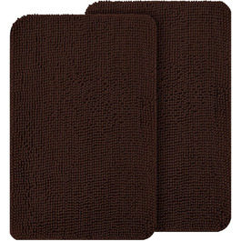 Набір килимків для собак OLANLY, 2 шт., 91.4 x 61 см, поглинають вологу та бруд, швидковисихаючі, неслизькі, пральні, з матеріалу ченілл, коричневі.