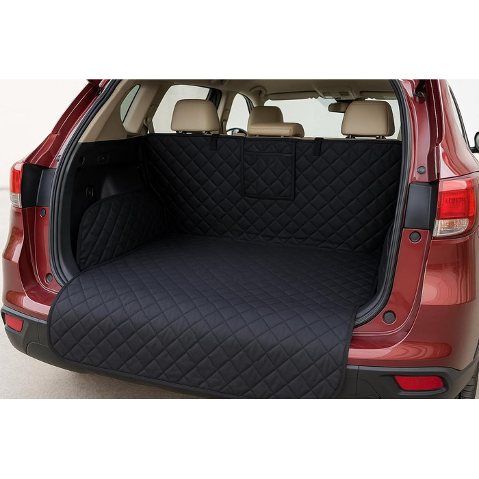 Набір для автомобіля для собак: водовідштовхувальний килимок у багажник та регульоване перегородка (90-155 см ширина, 75-134 см висота) – універсальний, міцний