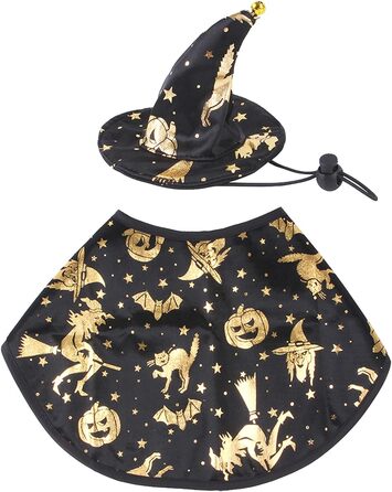 Костюм на Хелловін для собак та котів: плащ відьми та капелюх. Розмір M