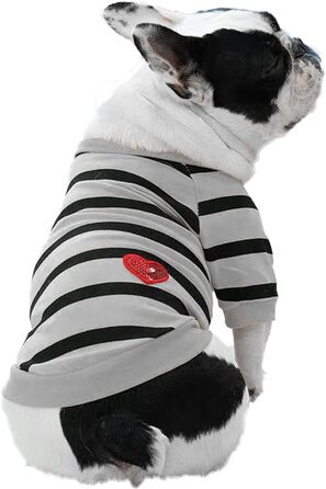 Футболка для собак Boston Terrier, смугаста, синя, розмір S