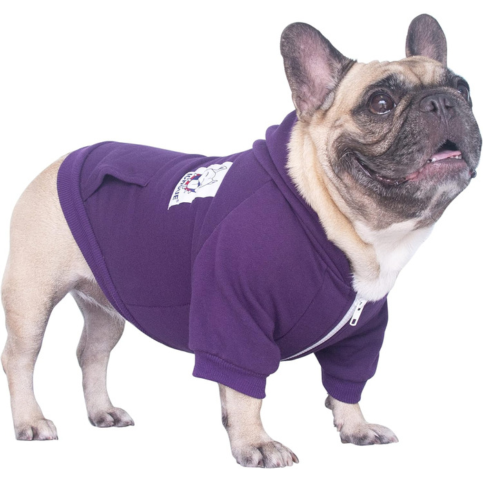 iChoue Пуловер з капюшоном для собак, з блискавкою, бавовна, сірий (XXL, Dark Purple)