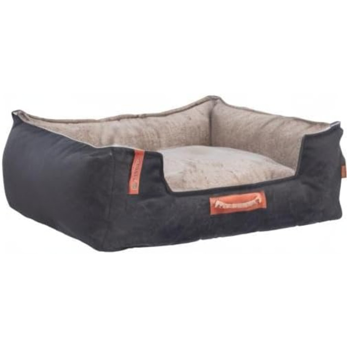 Крісло-лежанка для собак TRIXIE Nordic Föhr, 60x50 см, чорний/пісочний – зручне ліжко для собак великих та малих порід з ручкою для перенесення, м'яке та миється
