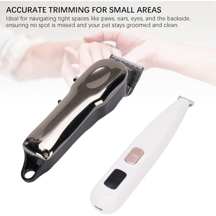 Набір для догляду за собаками 2-в-1: бездротовий тихий триммер для лап з 4 гребінцями та LED-дисплеєм (для собак, котів, коней, корів)