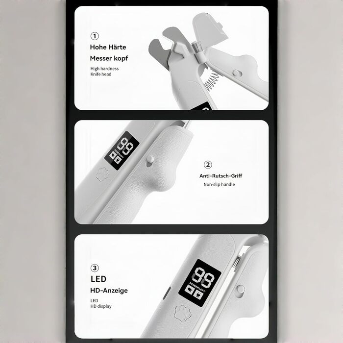 Професійна кусачка для собак 2-в-1 з LED-дисплеєм, тихий мотор, для собак великих, середніх та малих порід