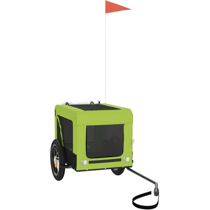 Фургон для собак Fasba: велосипедний причіп для тварин з відбивачами та прапорцем, зелено-чорний, 120 x 54,5 x 53 см
