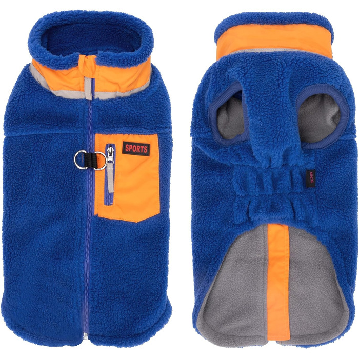 Зимова куртка для собак FeiaX Ware з флісу, тепла жилетка для собак, одяг для собак, жилетка для цуценят для маленьких та середніх собак (Блакитний, XXL)