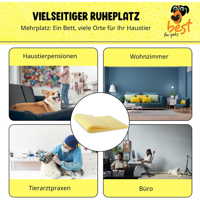 Ортопедичний лежак для собак | Лежак для собак з ефектом пам'яті | Лежак для собак з ефектом пам'яті, знімний, миючий | 45x55x4 см