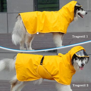 Жовтий дощовик для собак WUFANC 5XL: водонепроникний, з капюшоном та світловідбиваючими елементами