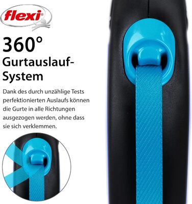 Повідок-рулетка Flexi New Neon S, чорний/неоново-синій, 5 м для собак
