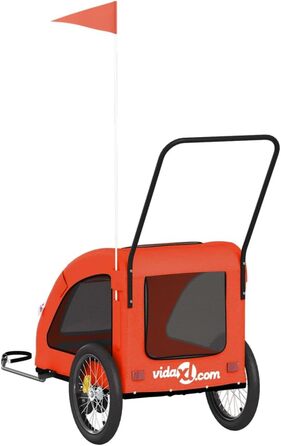 Причіп для велосипеда для собак Оранжевий та Сірий, Oxford-Gewebe та сталь, LH48939