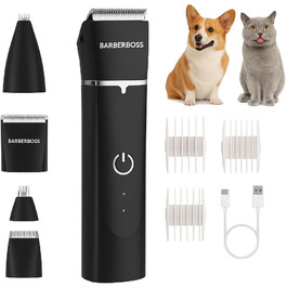 Професійний набір для стрижки собак та котів BarberBoss: бездротові стригучі машинки з керамічним лезом, для густого та жорсткого хутра, водонепроникні