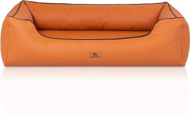 Ортопедичне собаче ліжко Knuffelwuff Lovelock M-L з штучної шкіри, 85 x 63 см, Rusty. Знімний чохол, легко мити, для великих, середніх та малих собак. Розміри: 85 x 63 x 23 см