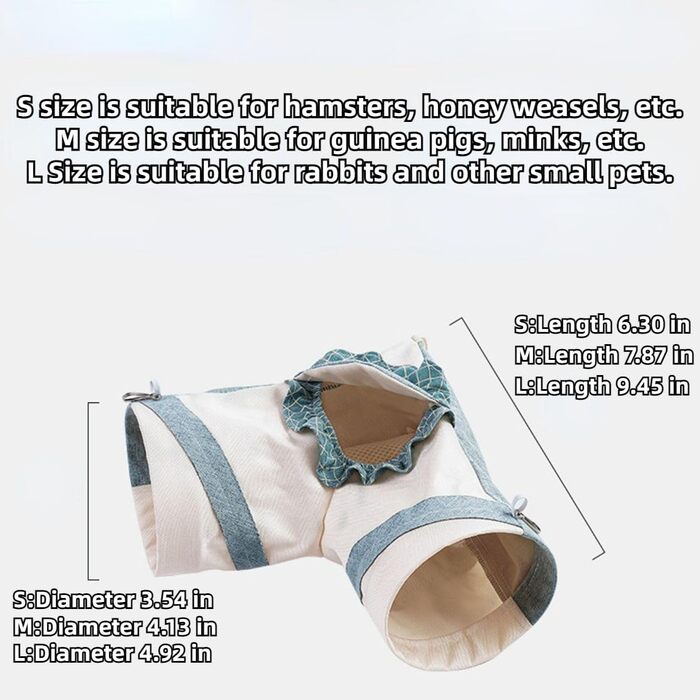 Туннель-притулок для дрібних тварин: кроликів, хом'яків, морських свинок, щурів, їжаків, хорек, шиншил, ящірок, цукрових глютерів (блакитний, маленький), складна конструкція