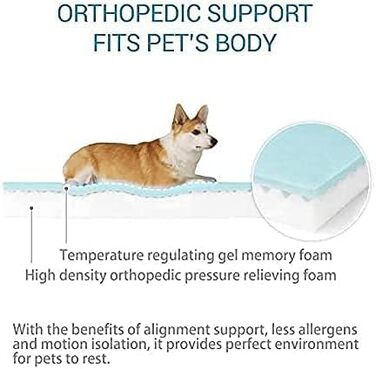 Ортопедичне лежанка для собак з гелевим шаром, водонепроникна, для великих та малих собак, знімний чохол, XL рожева