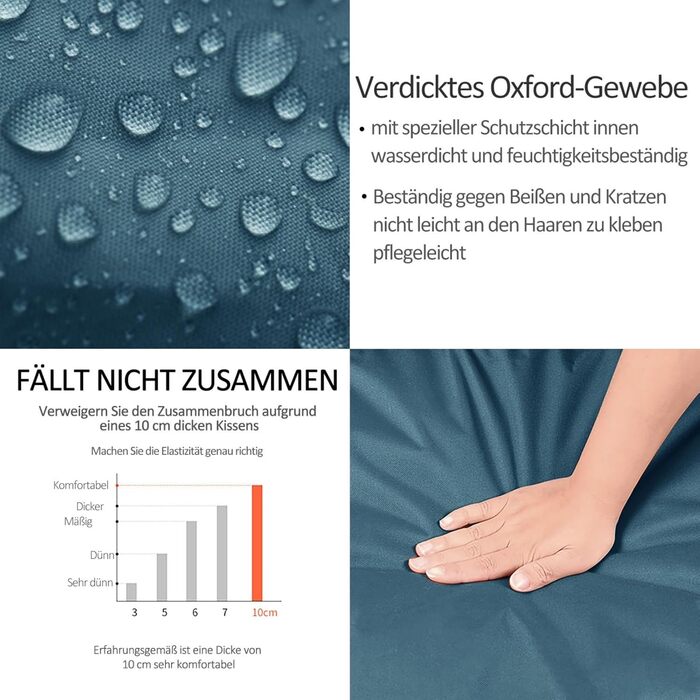 Ортопедичне ліжко для собак з Memory Foam, блакитне, розмір M. Ліжко для собак з шаруватого пінополіуретану, знімний, пральний чохол. Підходить для собак маленьких, середніх та великих порід.