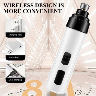 Електричний точилка для кігтів собак Profi Krallenschleifer, для всіх домашніх тварин, 2 швидкості, тихий, білий