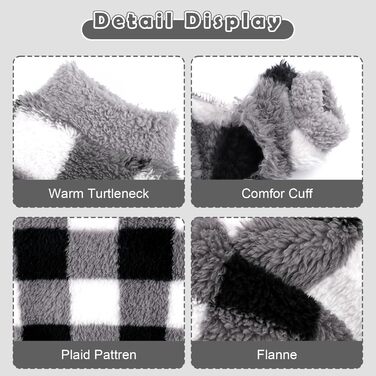 Піжама для собак з коміром-стійкою, флісовий пуловер для собак, зимовий, милий, одяг для маленьких собак, одяг для цуценят, комбінезон для домашніх тварин, чихуахуа, йоркширський тер'єр, одяг для котів (сірий, розмір XS, сірий X-Small)