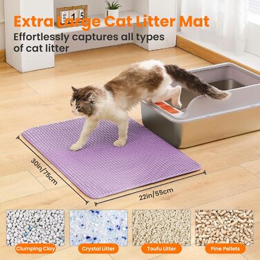 Килимок для котячого туалету Petinstinct, XXL, 75x55 см, фіолетовий