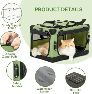 Складана транспортна сумка Petsfit для собак і котів, дорожня переноска для авто, з посиленими швами, безпечними застібками та регульованим чохлом