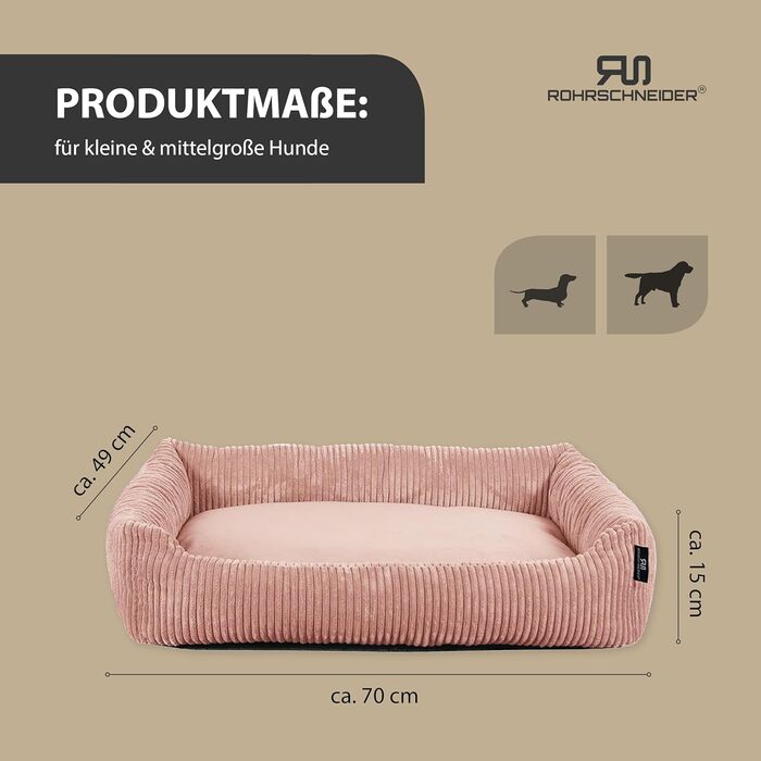 Крісло-лежанка для собак породистых собак, малого та середнього розміру, з подушкою Cord, 70x50 см, з пакетиками для прогулянок (Пудрово-рожевий, широка тканина Cord)