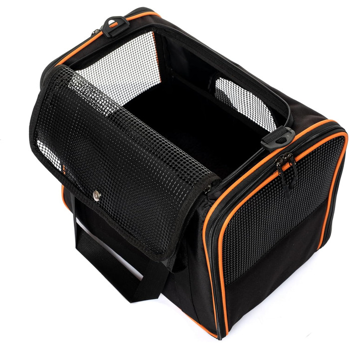 Транспортна сумка для котів та собак Brave Paws, міцна сітка, зручна, дихаюча, з безпечними застібками та складною мискою (чорна)
