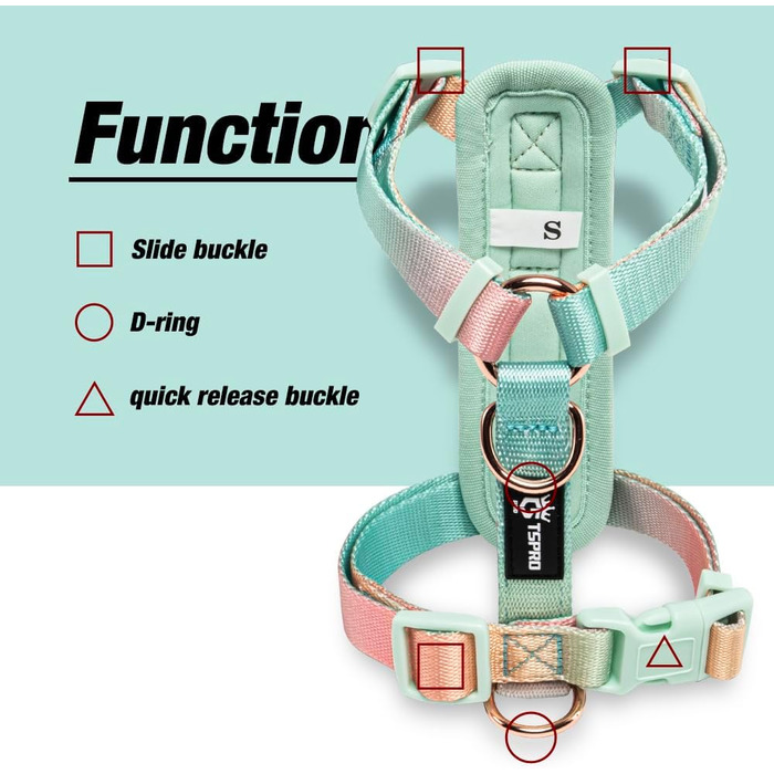 Нашийник для собак середніх порід TSPRO, не тягне, жовто-зелений градієнт, розмір 2 (40-70 см)